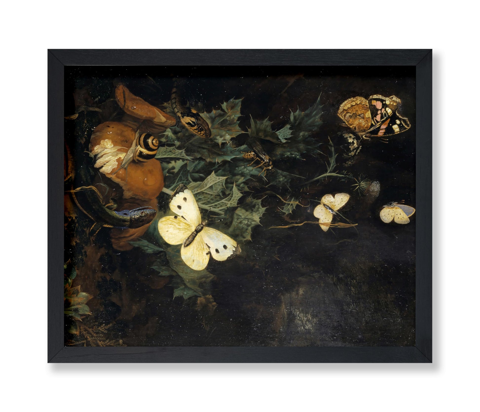 Still Life with Butterflies, Lizard and Snake
