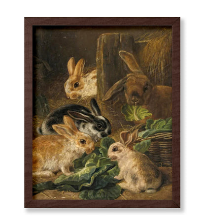 A Mother Rabbit and Her Young