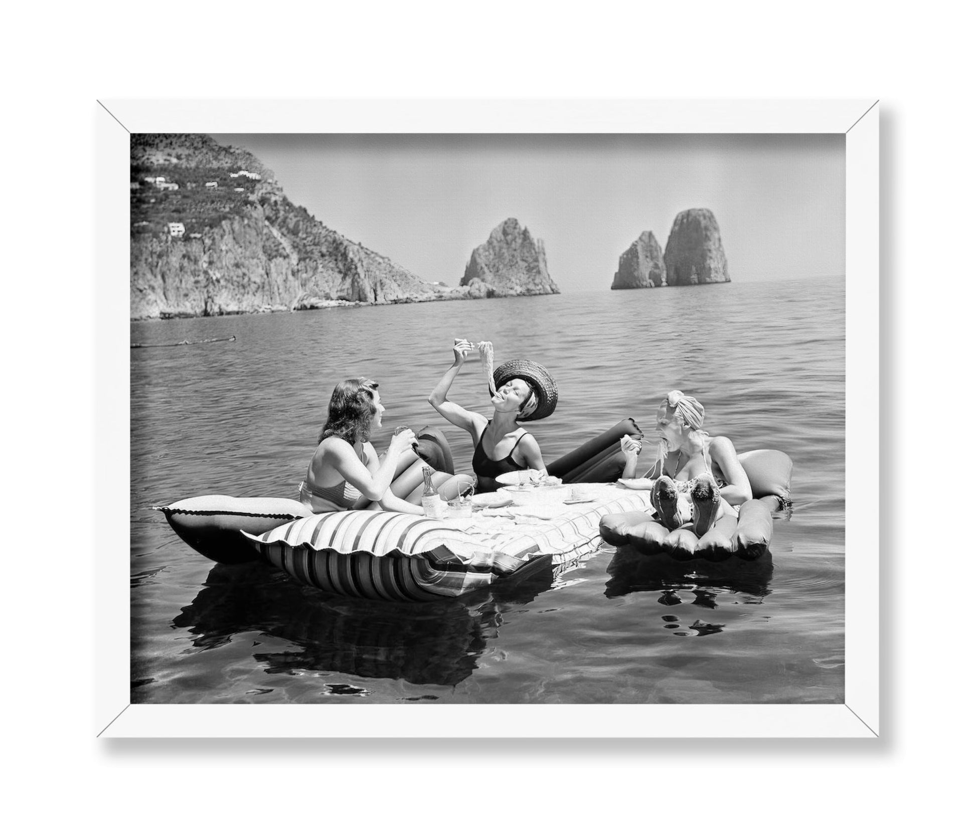 Women Eating Spaghetti on Lake