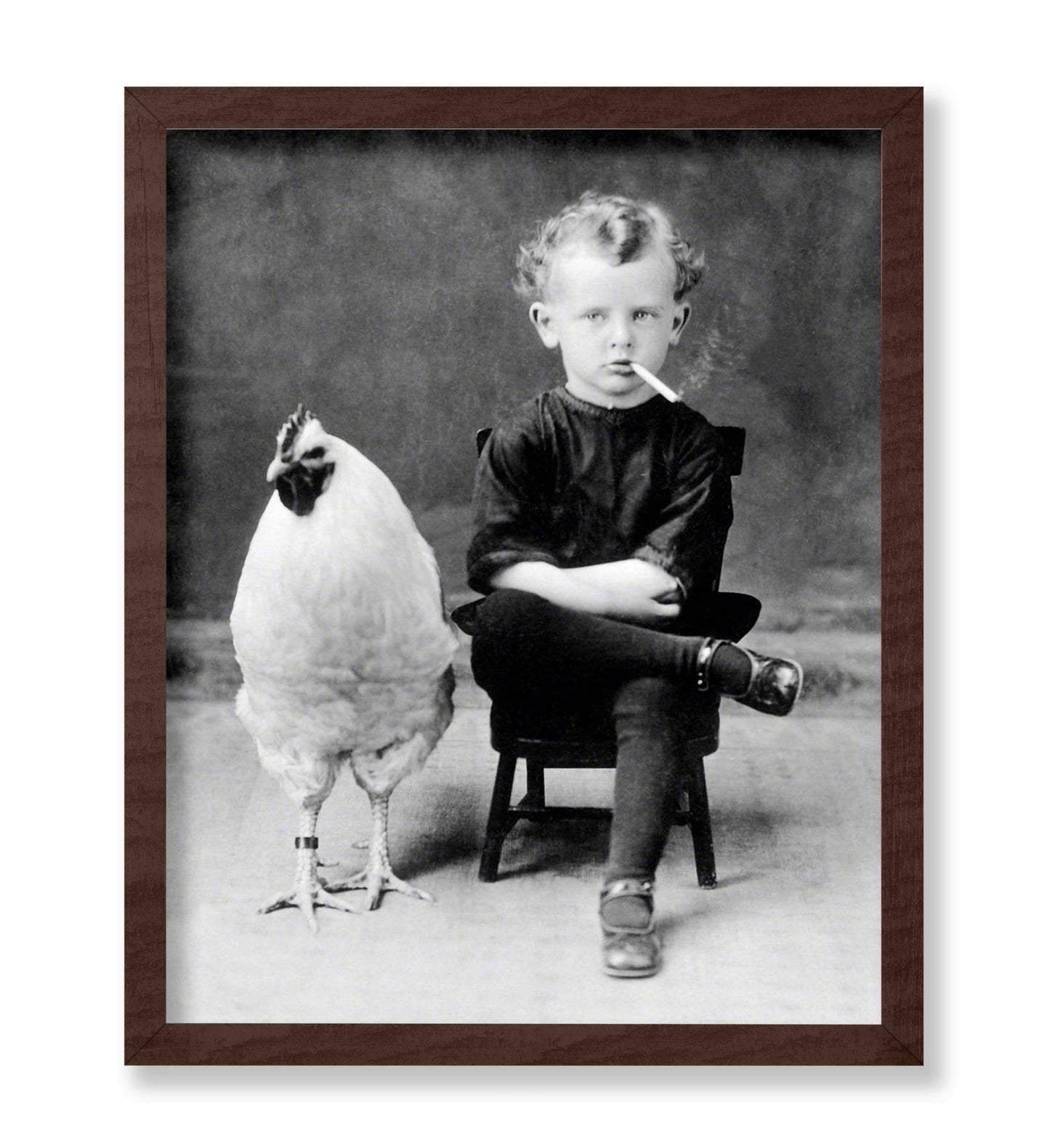Boy Smoking Cigarette With A Chicken