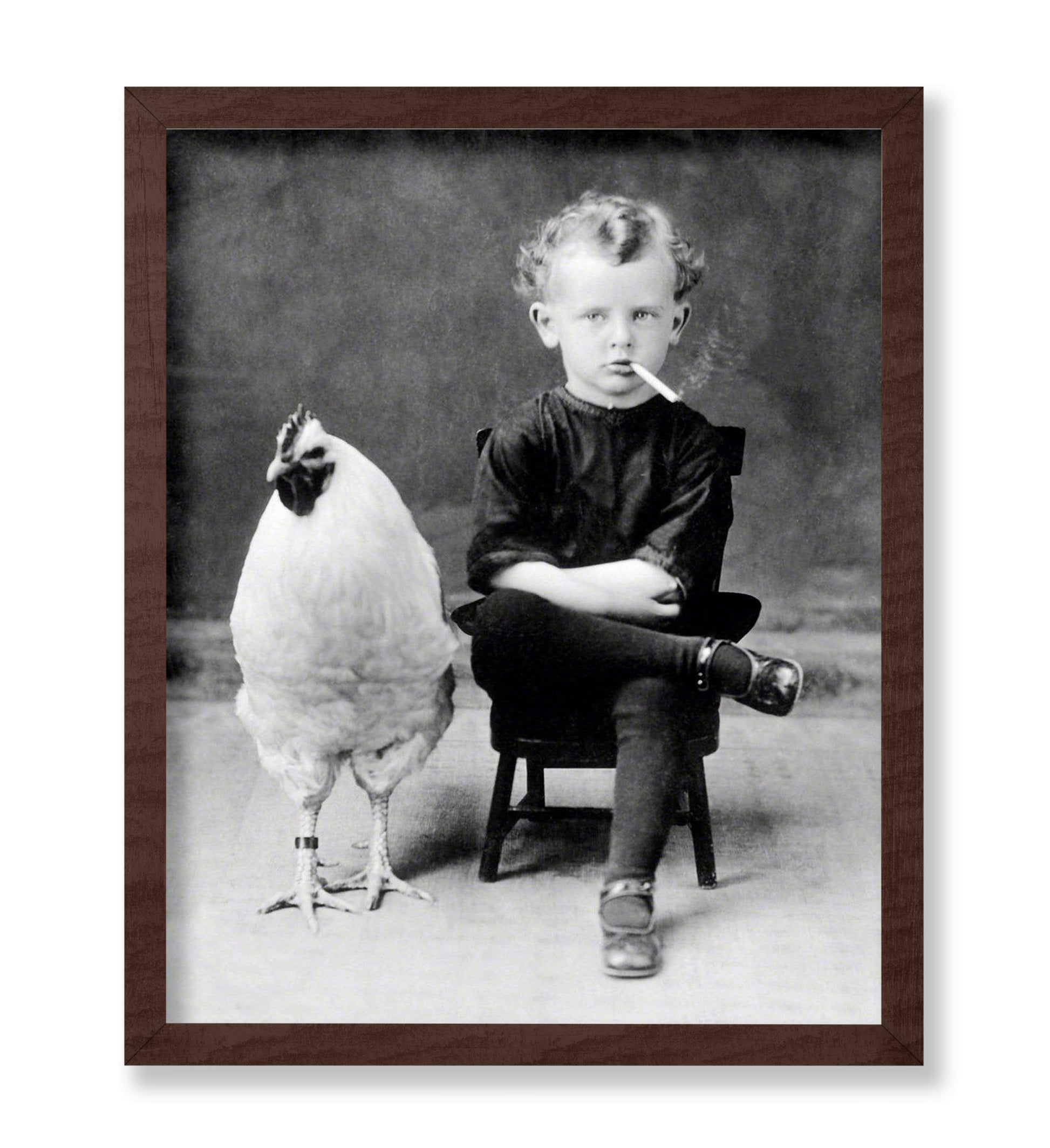 Boy Smoking Cigarette With A Chicken