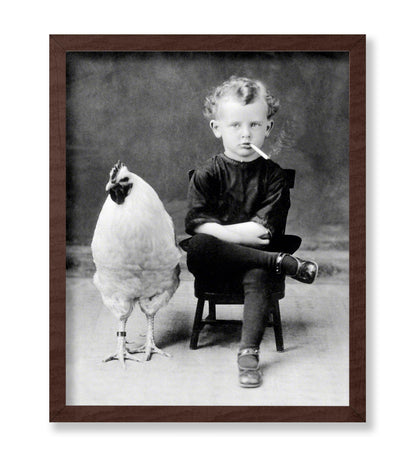 Boy Smoking Cigarette With A Chicken