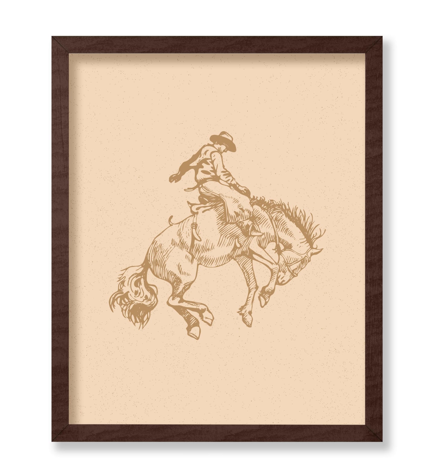 Beige Cowboy Riding A Wild Horse