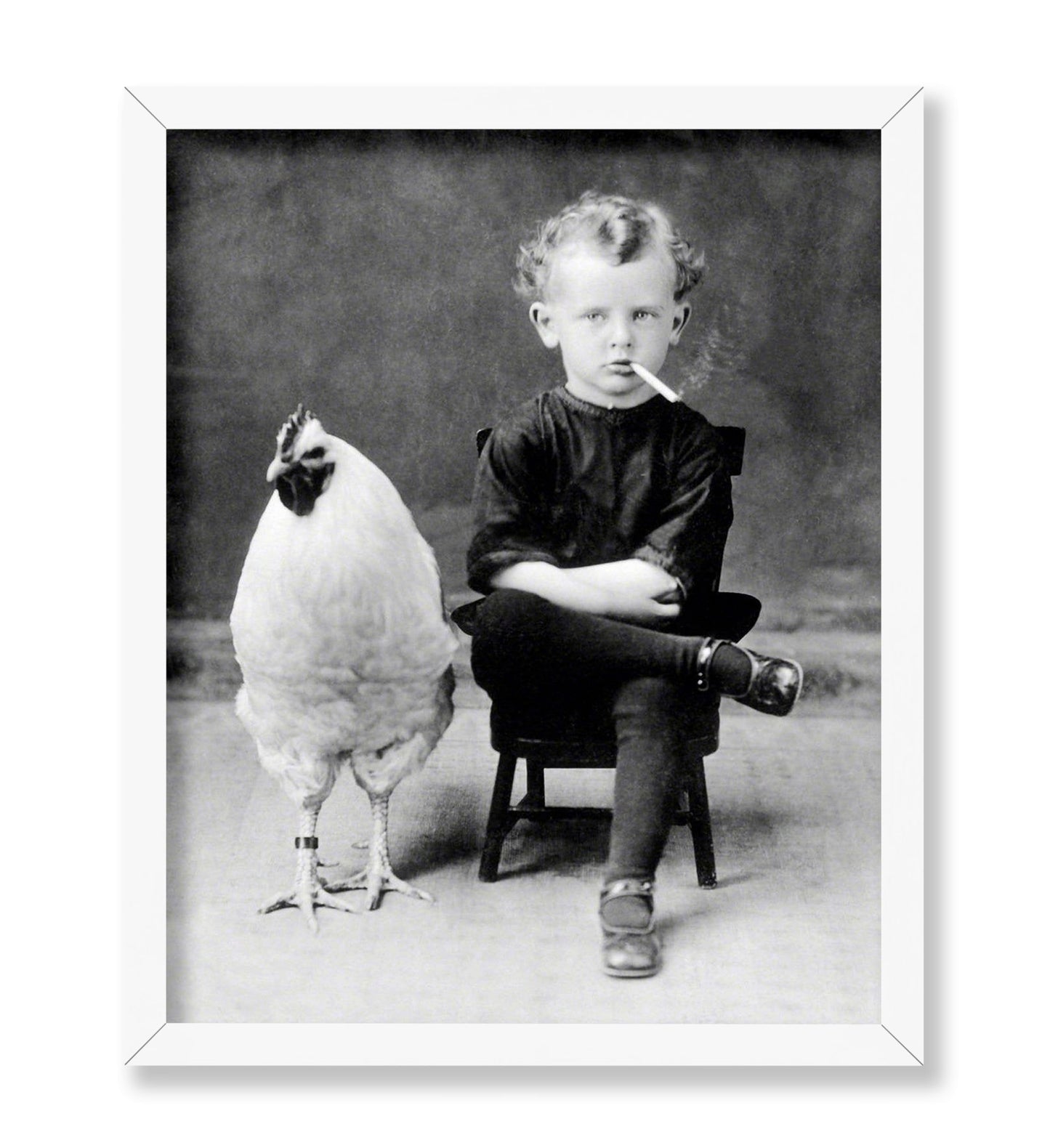 Boy Smoking Cigarette With A Chicken