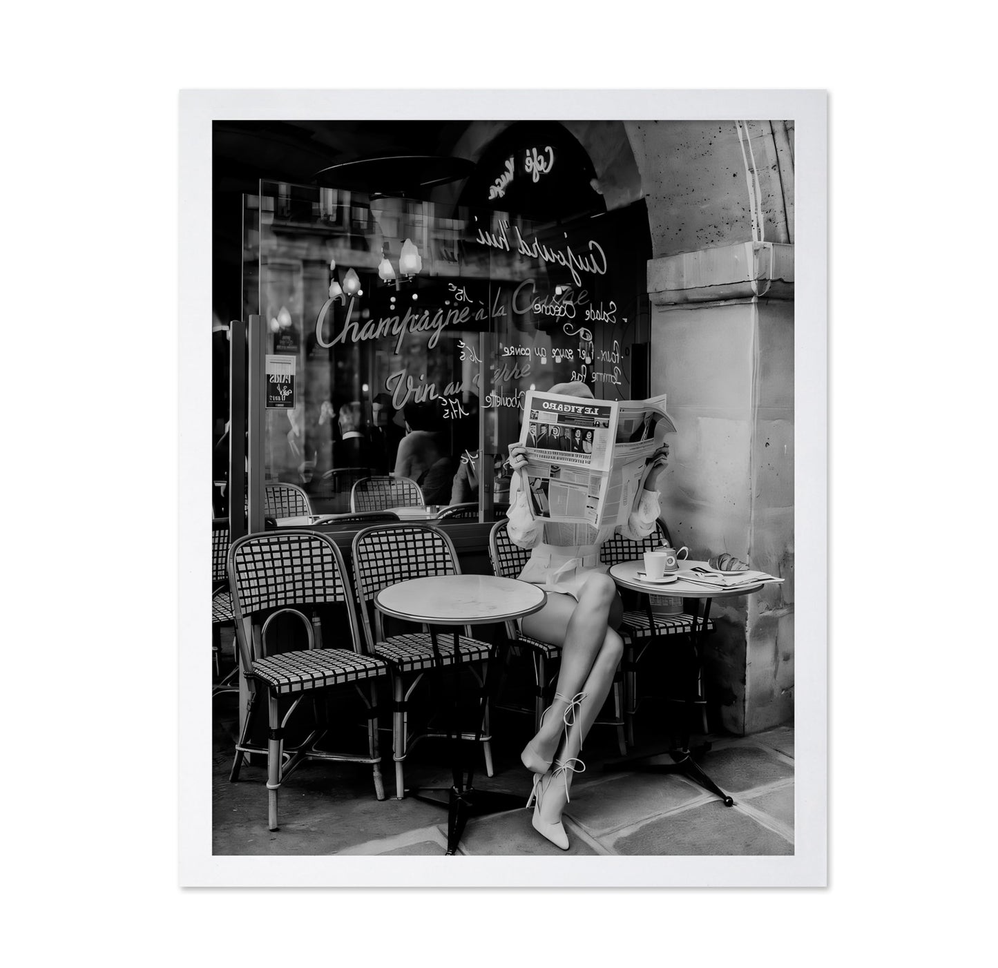 Woman Reading Newspaper in Paris