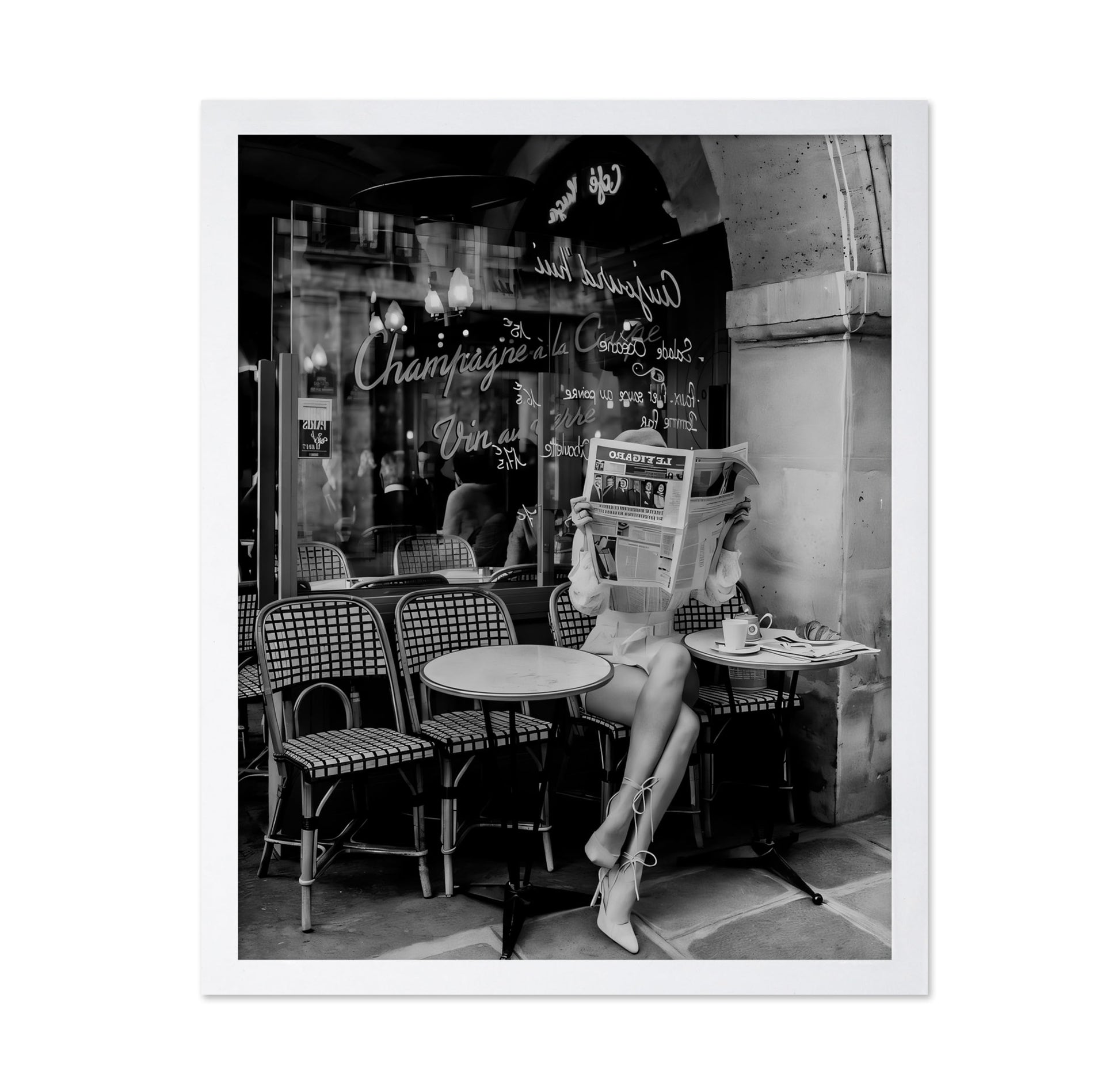 Woman Reading Newspaper in Paris