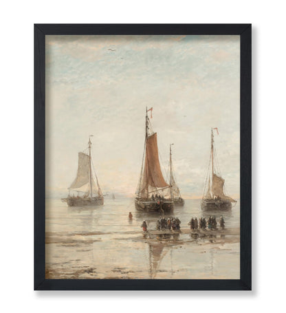 Bluff-Bowed Scheveningen Boats at Anchor