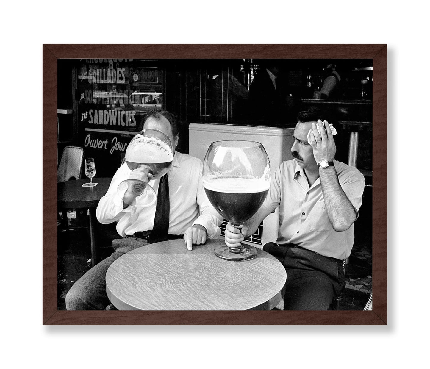 Two Guys Drinking Giant Beers