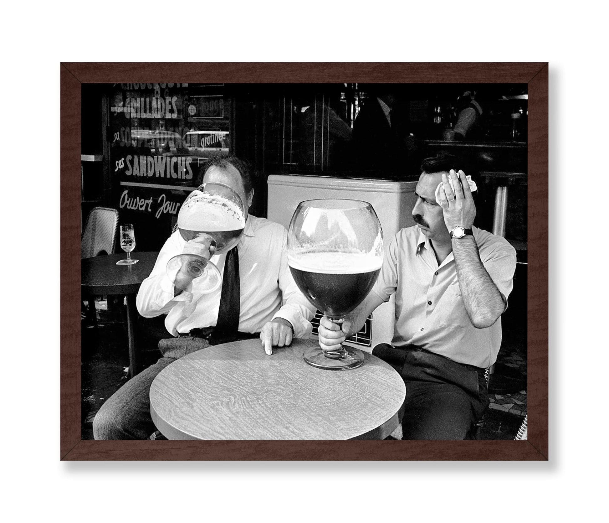 Two Guys Drinking Giant Beers