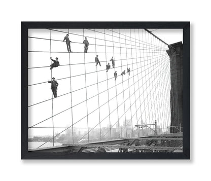 Painters Suspended on Cables of the Brooklyn Bridge