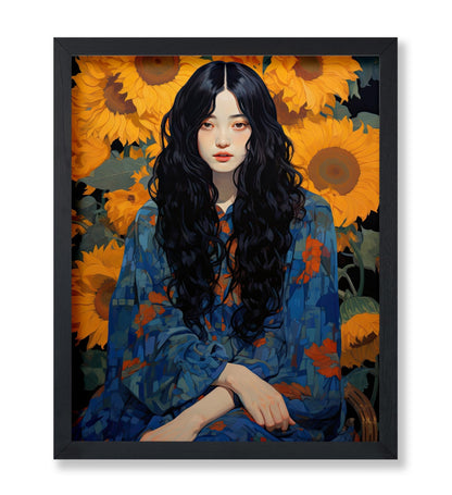 Woman and Sunflowers