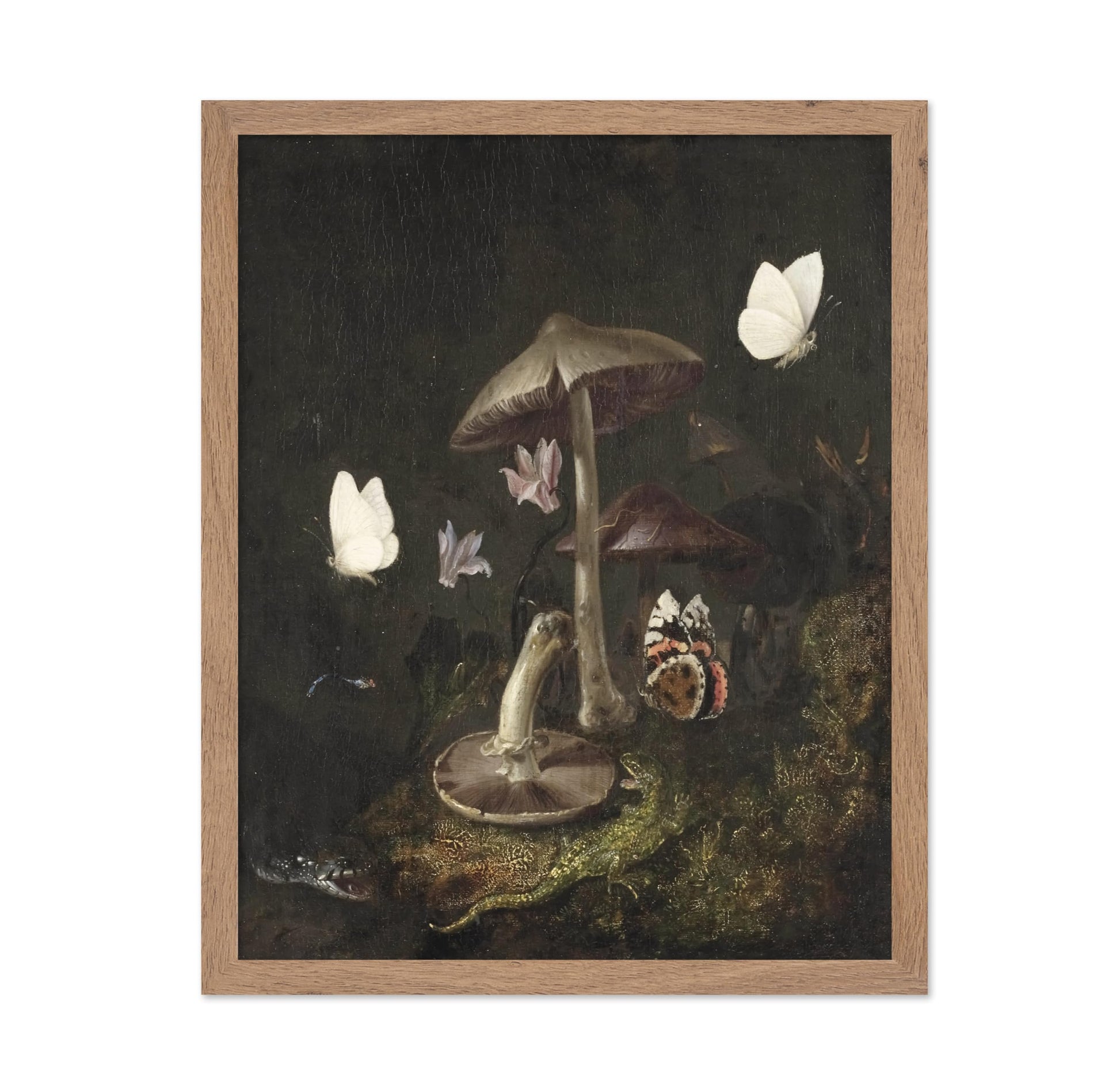A Sotto Bosco with Mushrooms, Butterflies, a Dragonfly, a Snake and a Lizard