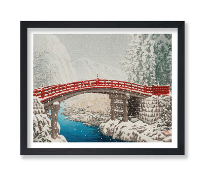 Kawase Hasui - Snow on the Sacred Bridge at Nikko