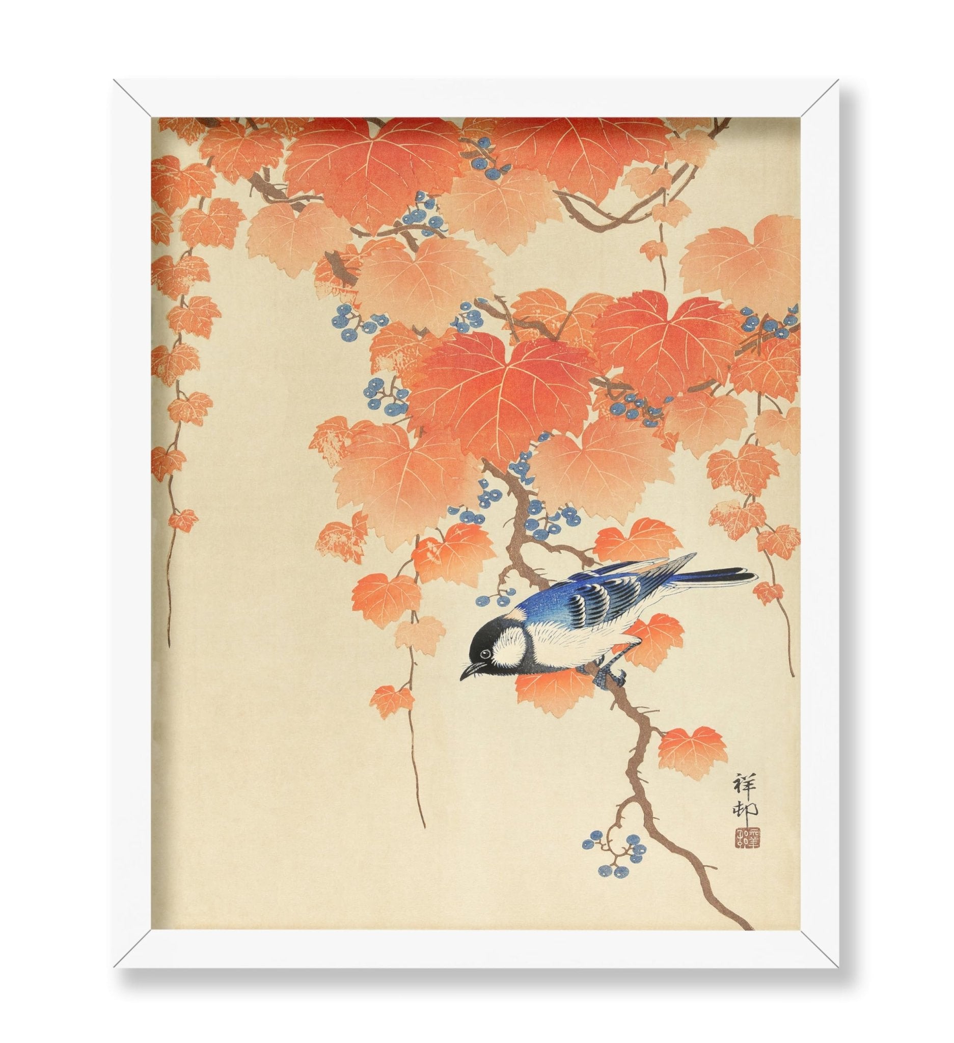 Ohara Koson - Little Blue Bird In Autumn Branches