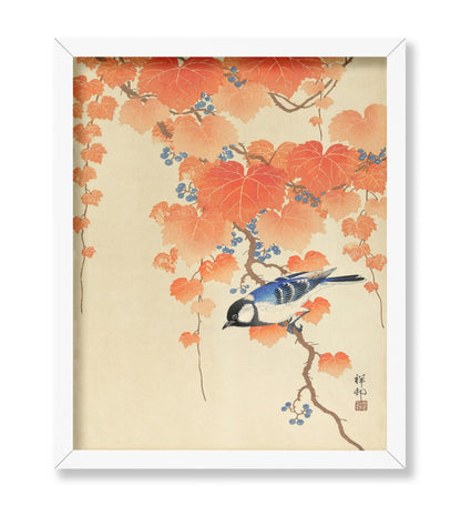 Ohara Koson - Little Blue Bird In Autumn Branches