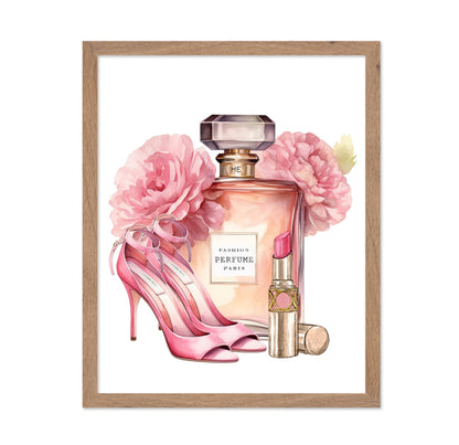 Pink Perfume, Lipstick and Heels