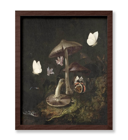 A Sotto Bosco with Mushrooms, Butterflies, a Dragonfly, a Snake and a Lizard
