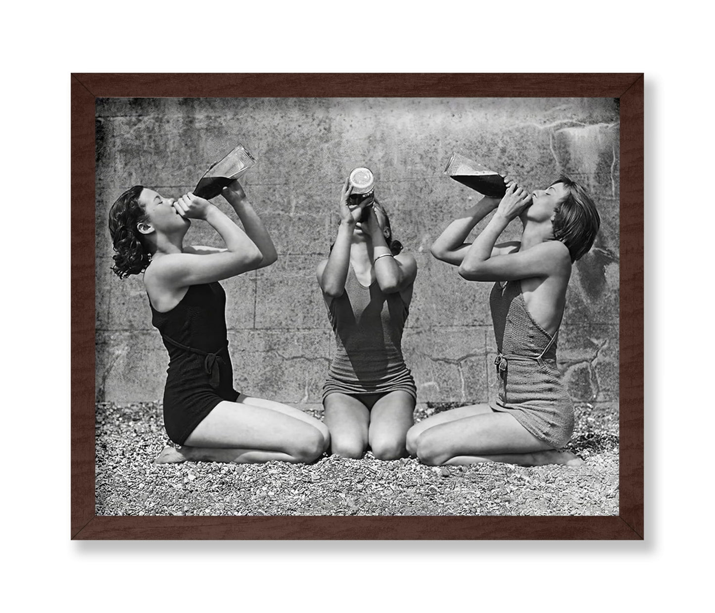 Women Drinking Wine From Bottle in Swimsuits