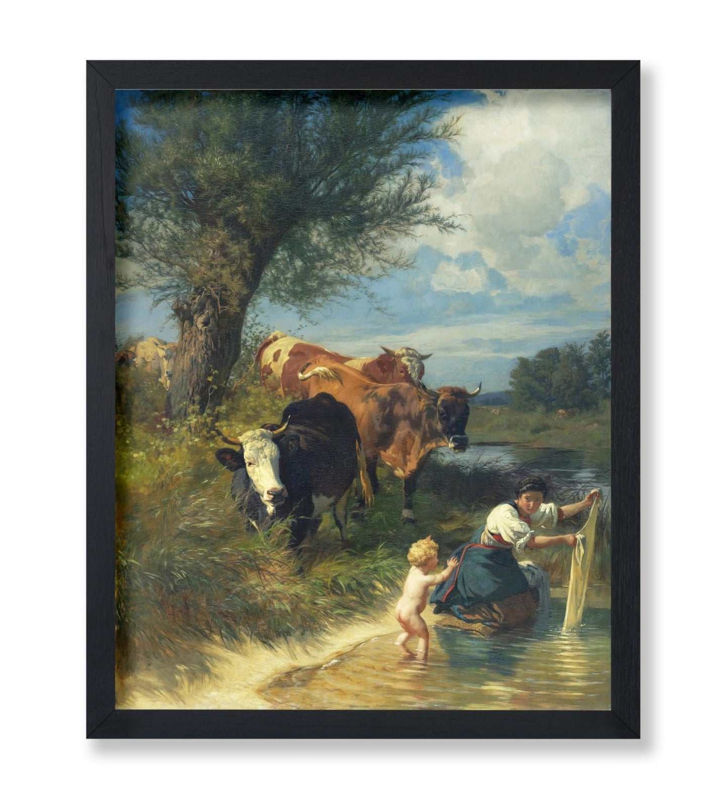 Rudolf Koller - Cows and Washerwomen near a Brook