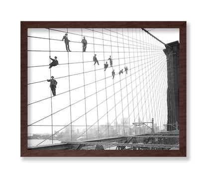 Painters Suspended on Cables of the Brooklyn Bridge