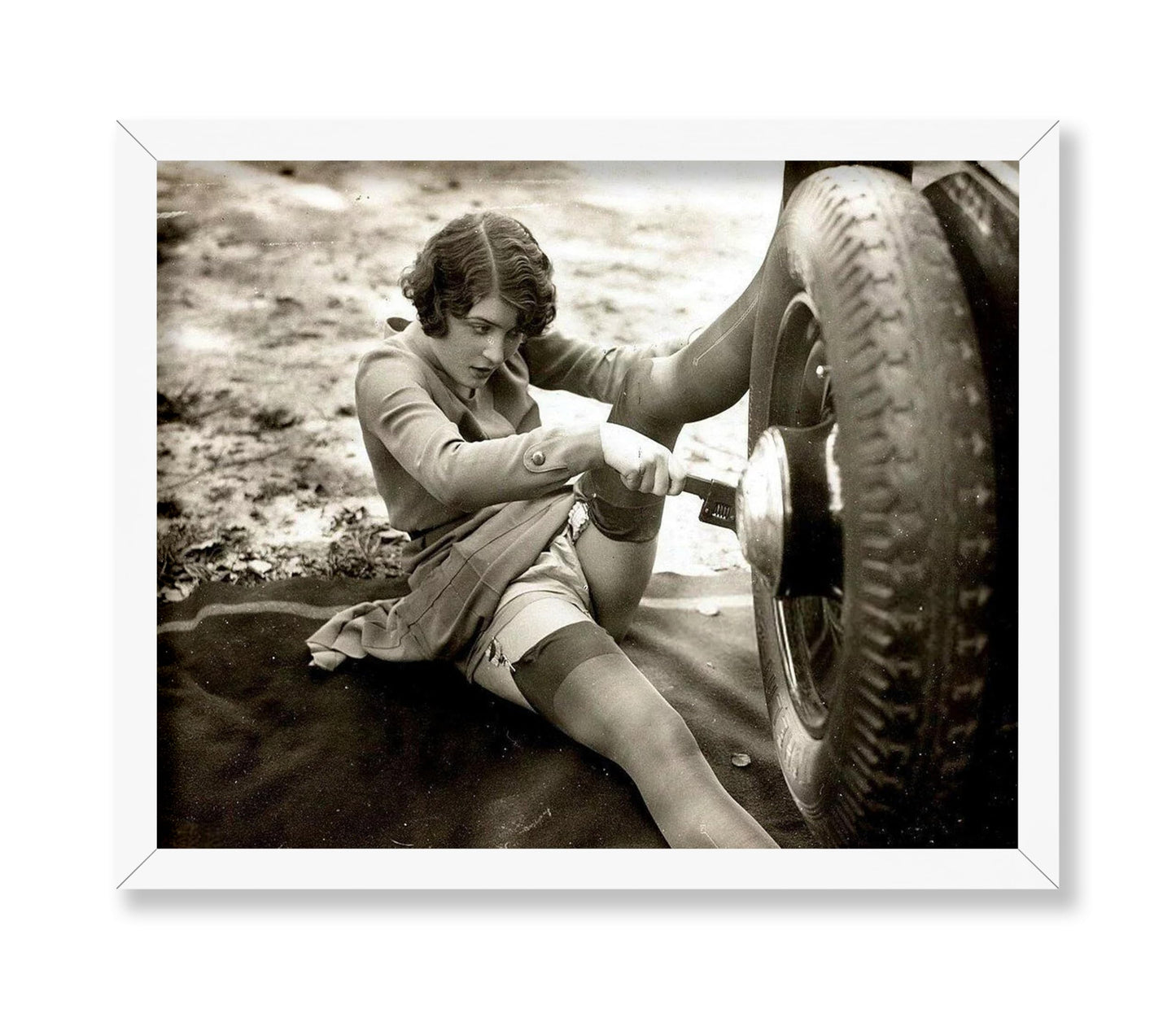 Woman Changing Tires