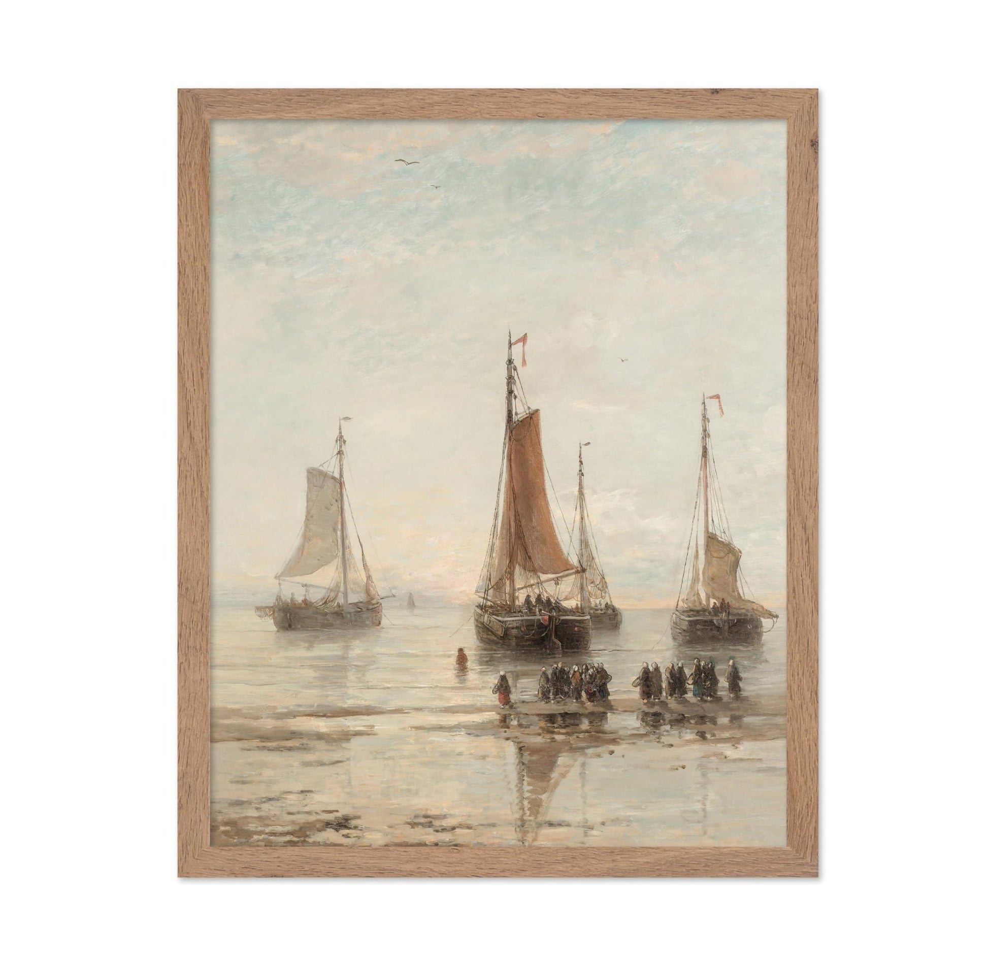Bluff-Bowed Scheveningen Boats at Anchor