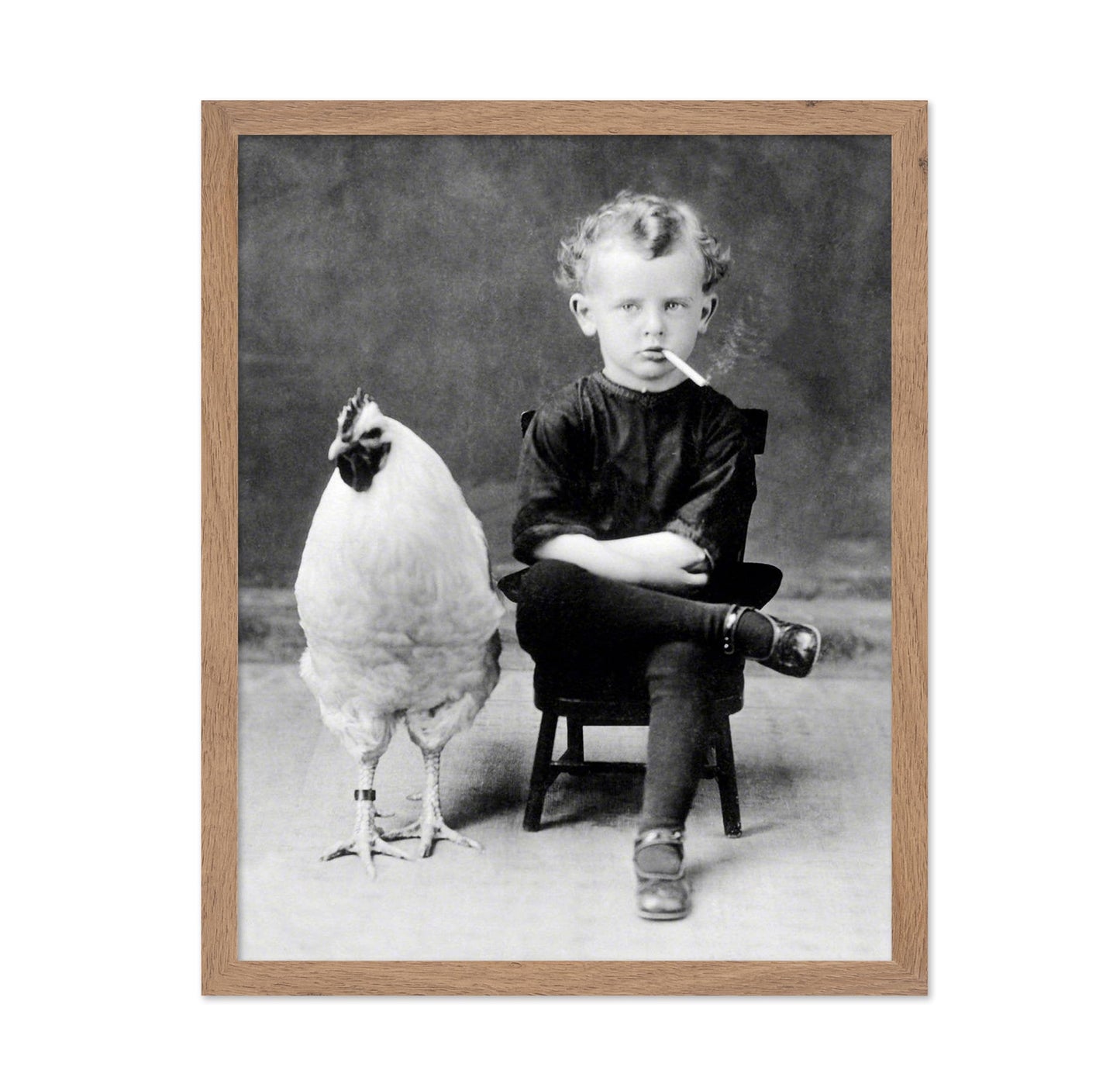 Boy Smoking Cigarette With A Chicken