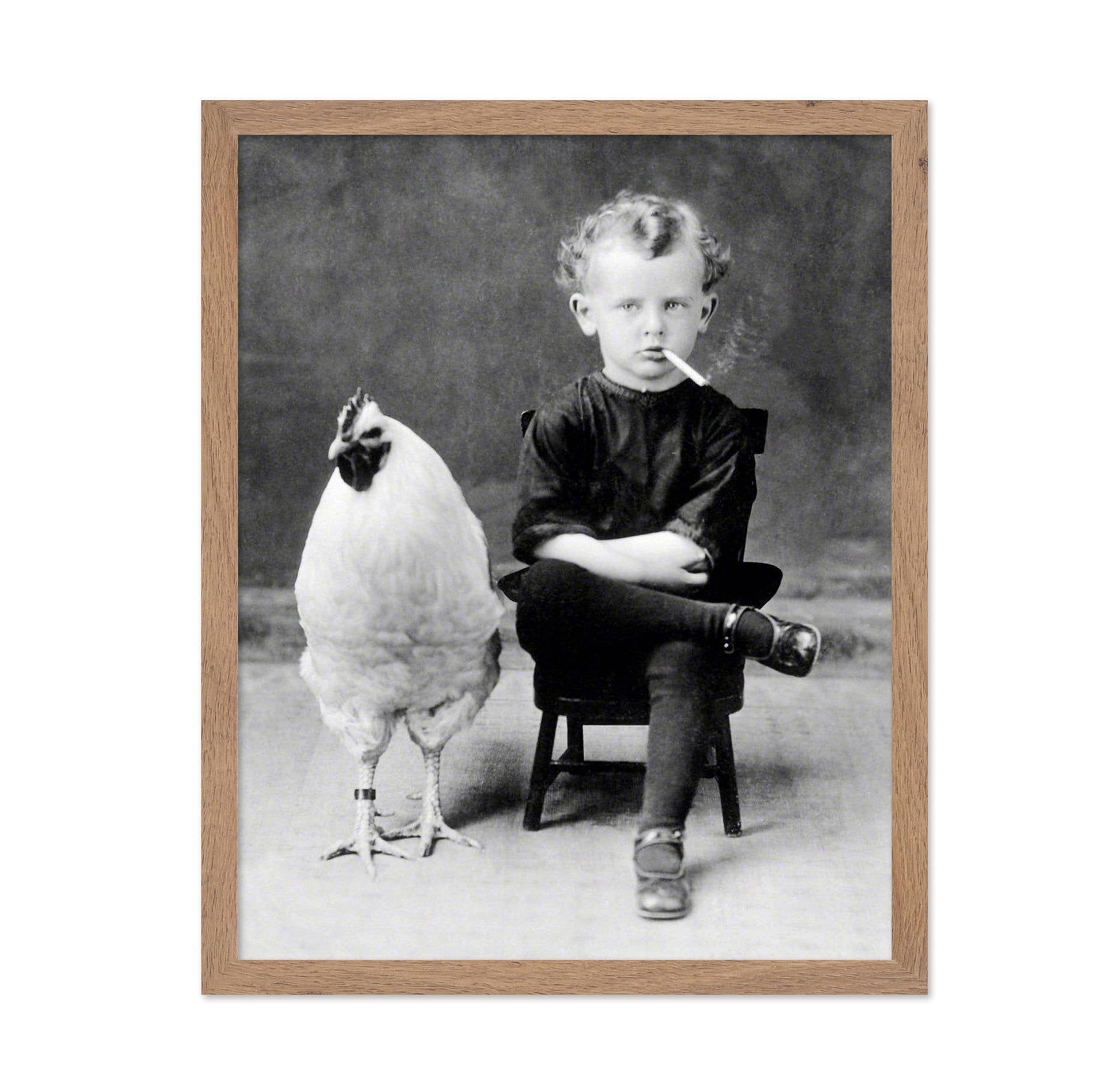 Boy Smoking Cigarette With A Chicken