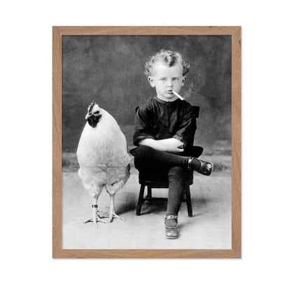 Boy Smoking Cigarette With A Chicken