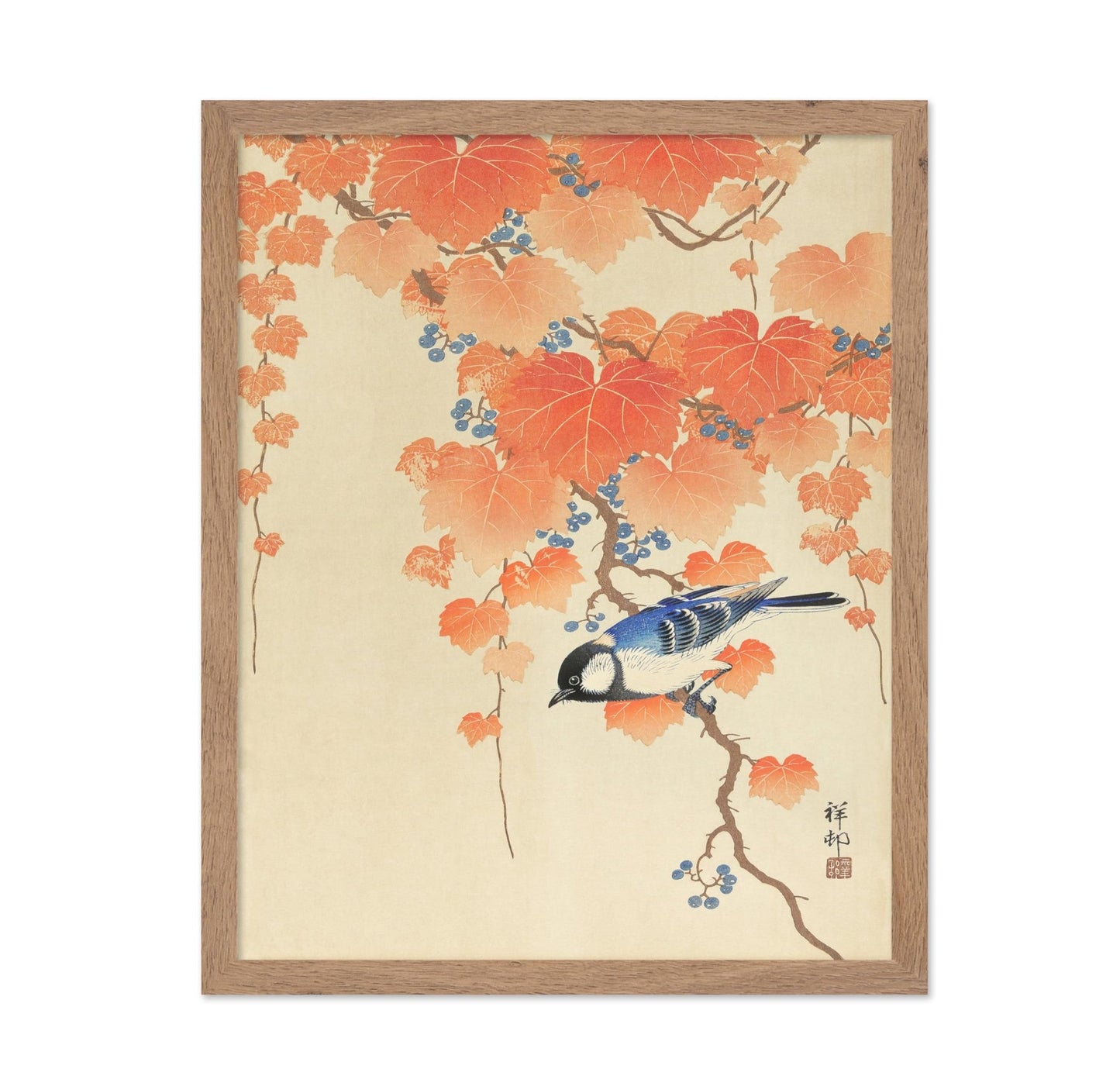 Ohara Koson - Little Blue Bird In Autumn Branches