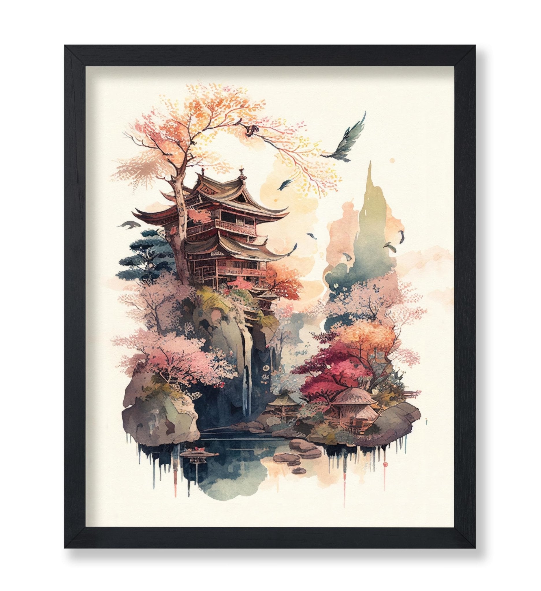 Watercolor Japanese Pagoda