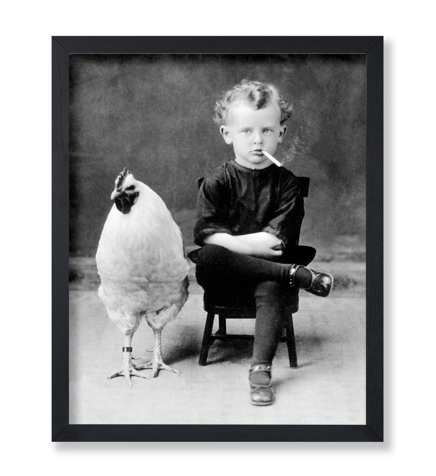 Boy Smoking Cigarette With A Chicken