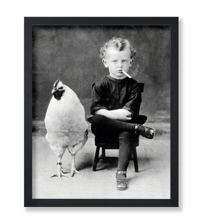 Boy Smoking Cigarette With A Chicken