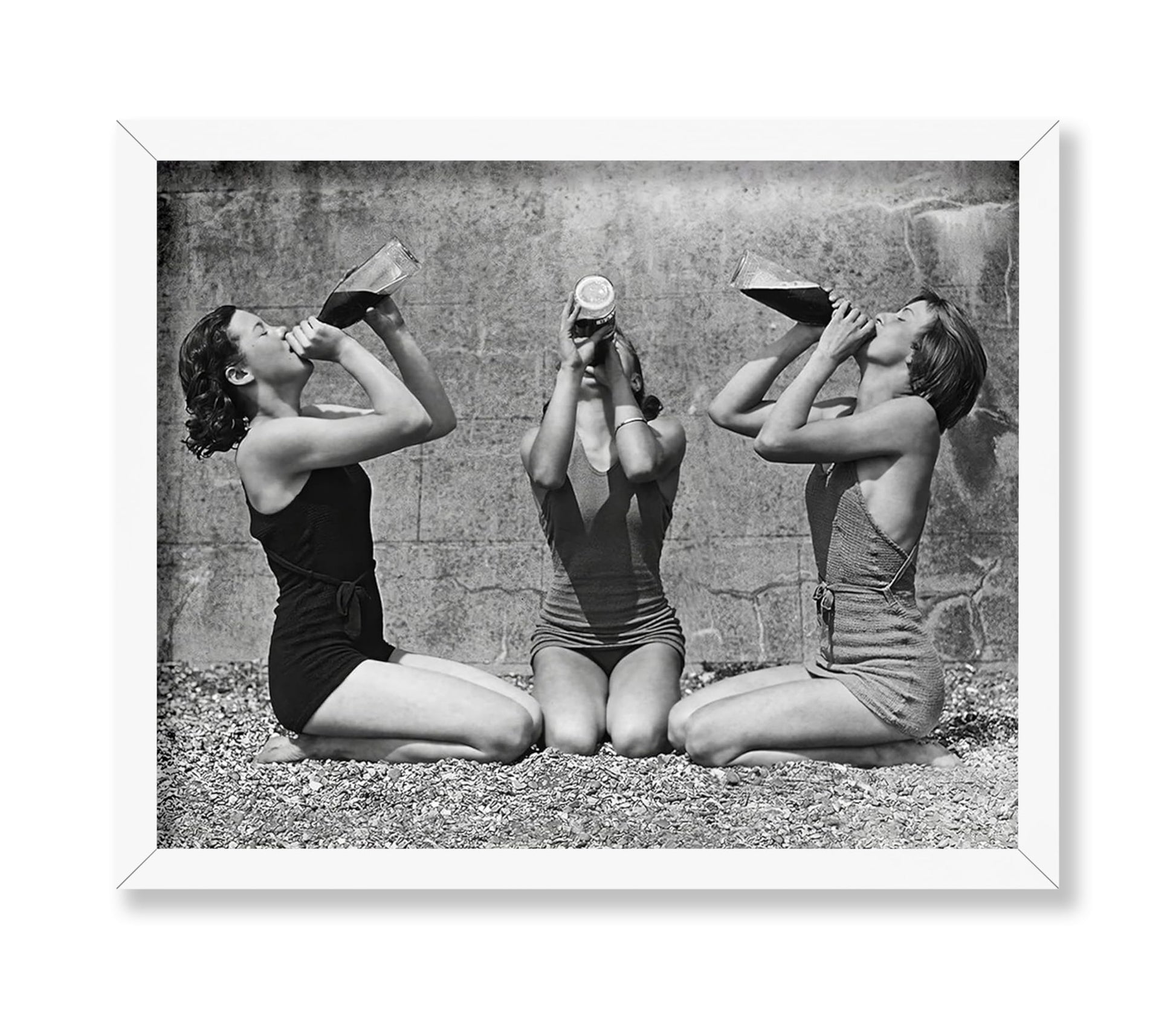 Women Drinking Wine From Bottle in Swimsuits