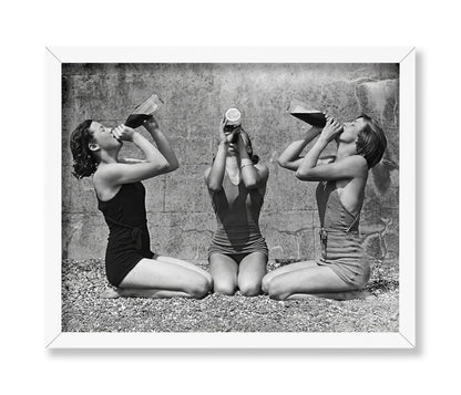 Women Drinking Wine From Bottle in Swimsuits