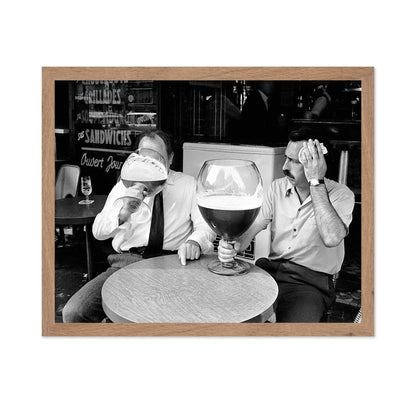 Two Guys Drinking Giant Beers