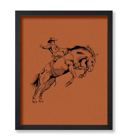 Brown Cowboy Bucking Bronco