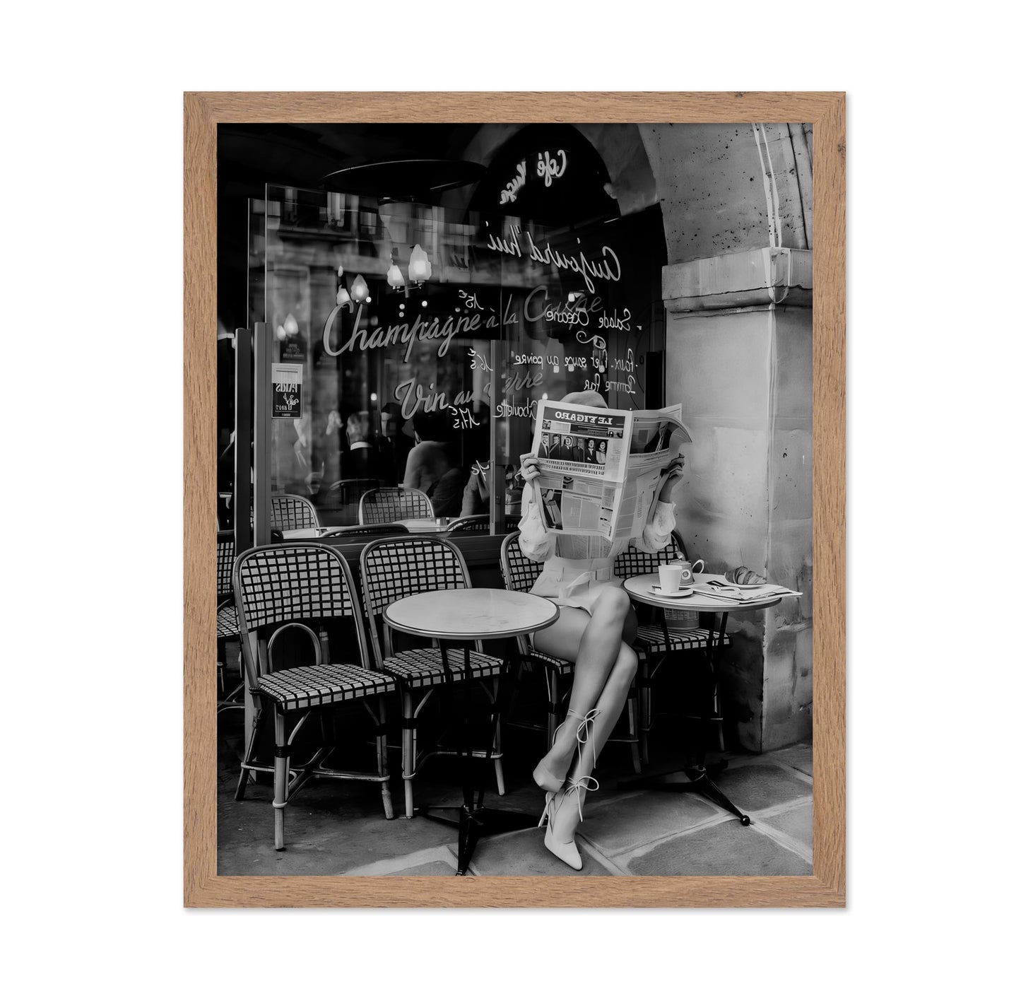 Woman Reading Newspaper in Paris
