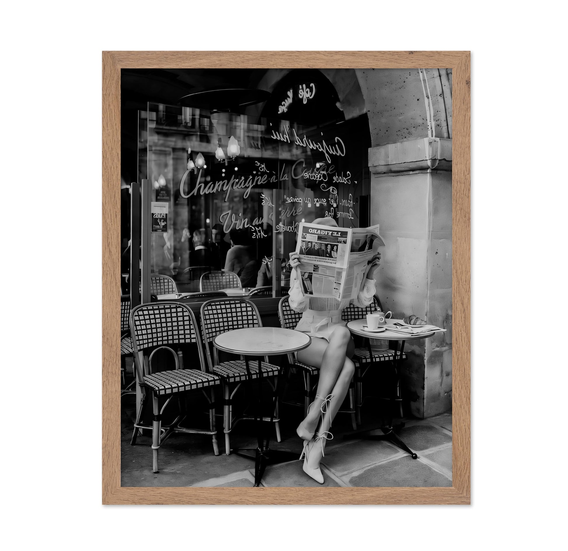 Woman Reading Newspaper in Paris