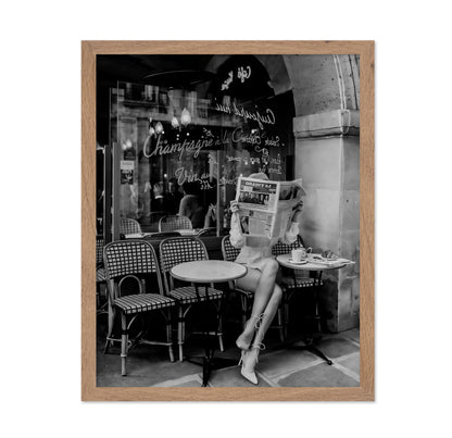 Woman Reading Newspaper in Paris