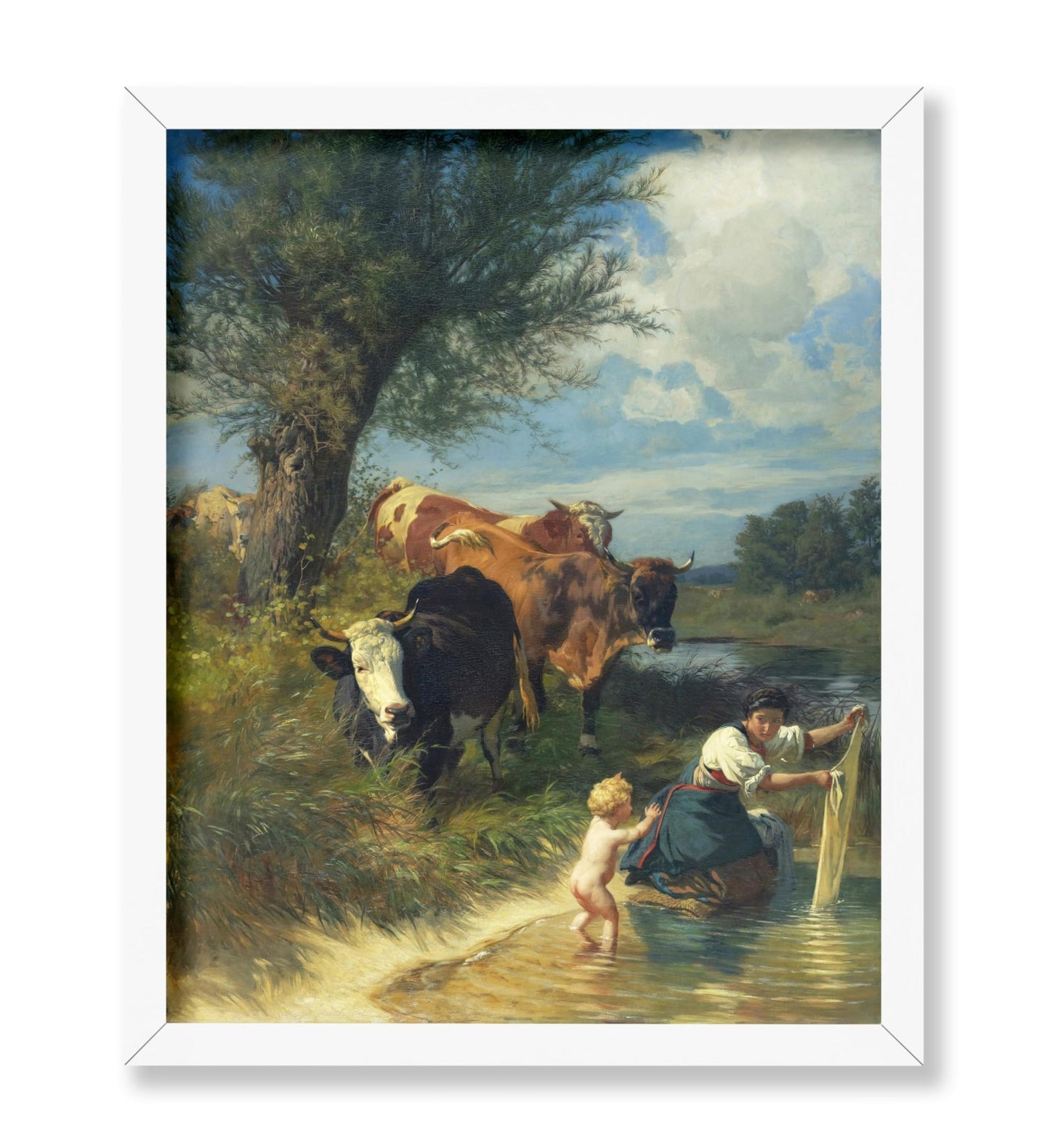 Rudolf Koller - Cows and Washerwomen near a Brook