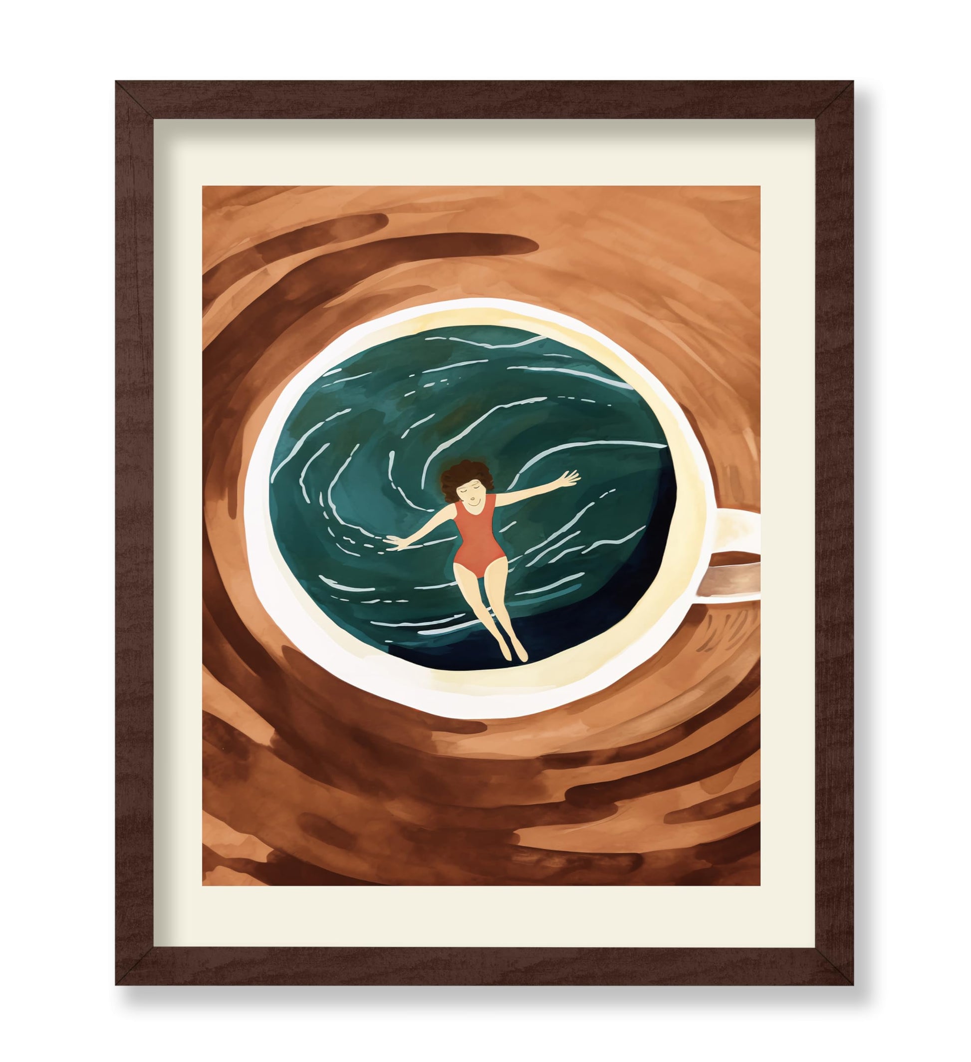 Lady Swimming in Coffee Cup
