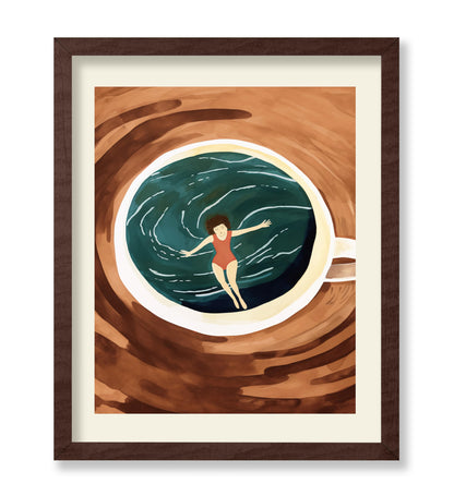 Lady Swimming in Coffee Cup
