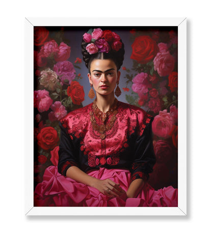 Frida Pink Floral Portrait