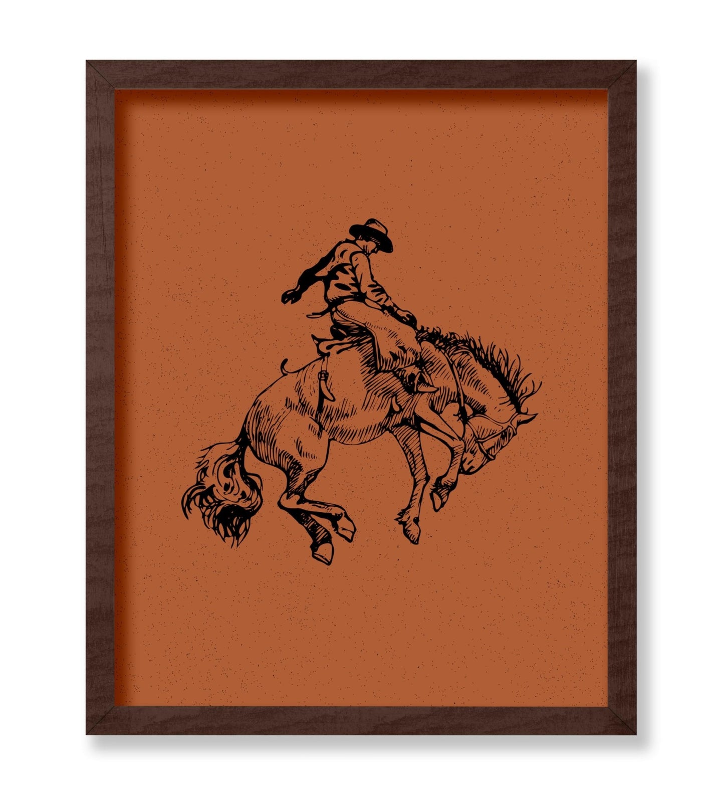 Brown Cowboy Riding A Wild Horse