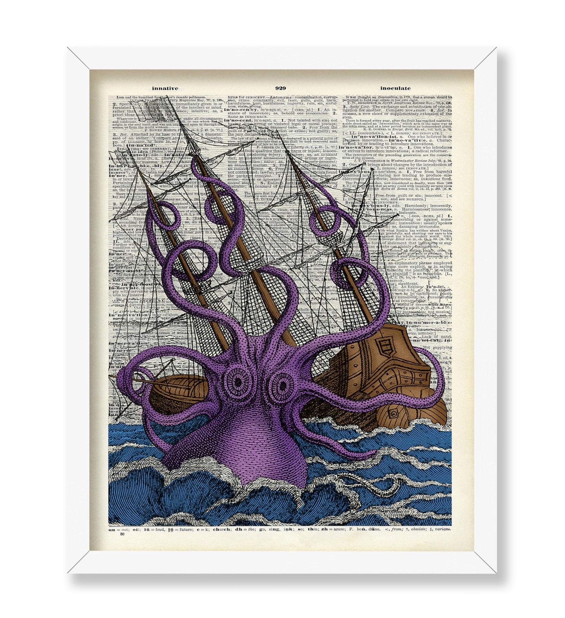Purple Octopus and Ship