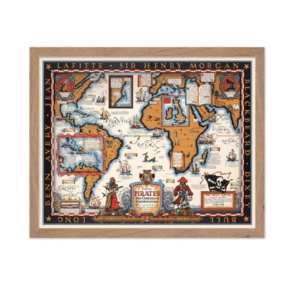 The Map of Famous Pirates, Buccaneers & Freebooters Poster