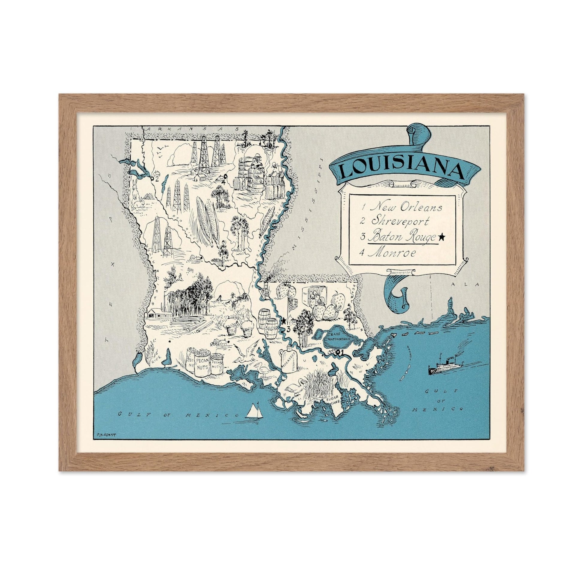 Louisiana Pictorial Map
