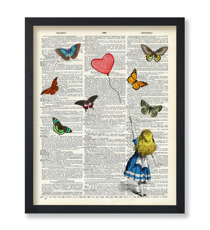 Alice with Butterflies and Heart Balloon
