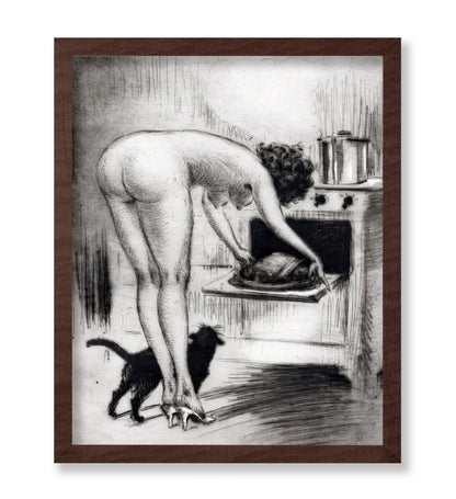 Nude Woman & Black Cat